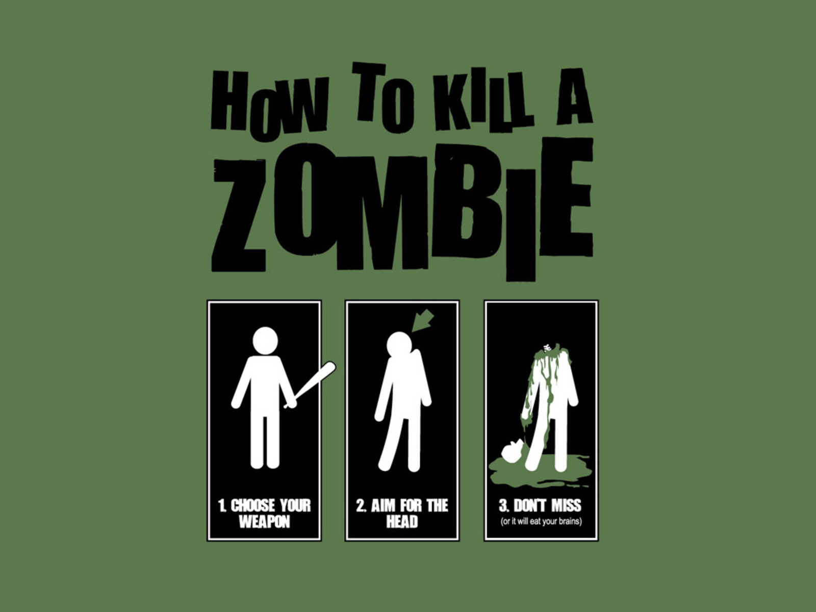 How To Kill Zombie Funny Cool Sign Board