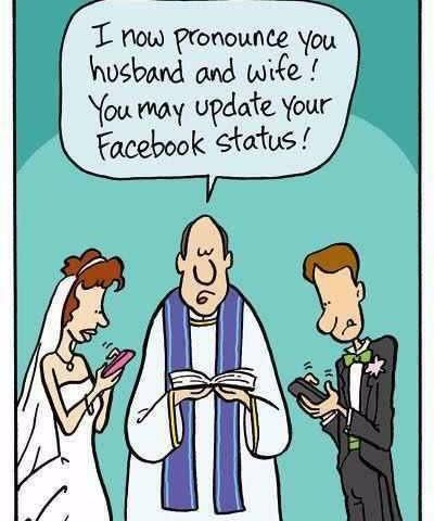 I Now Pronounce You Husband And Wife You May Update Your Facebook Status  Funny Wedding Cartoon