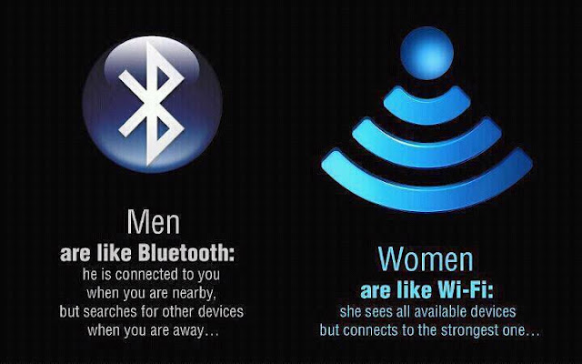 Men Are Like Bluetooth And Women Are Like Wifi Funny Technology Meme