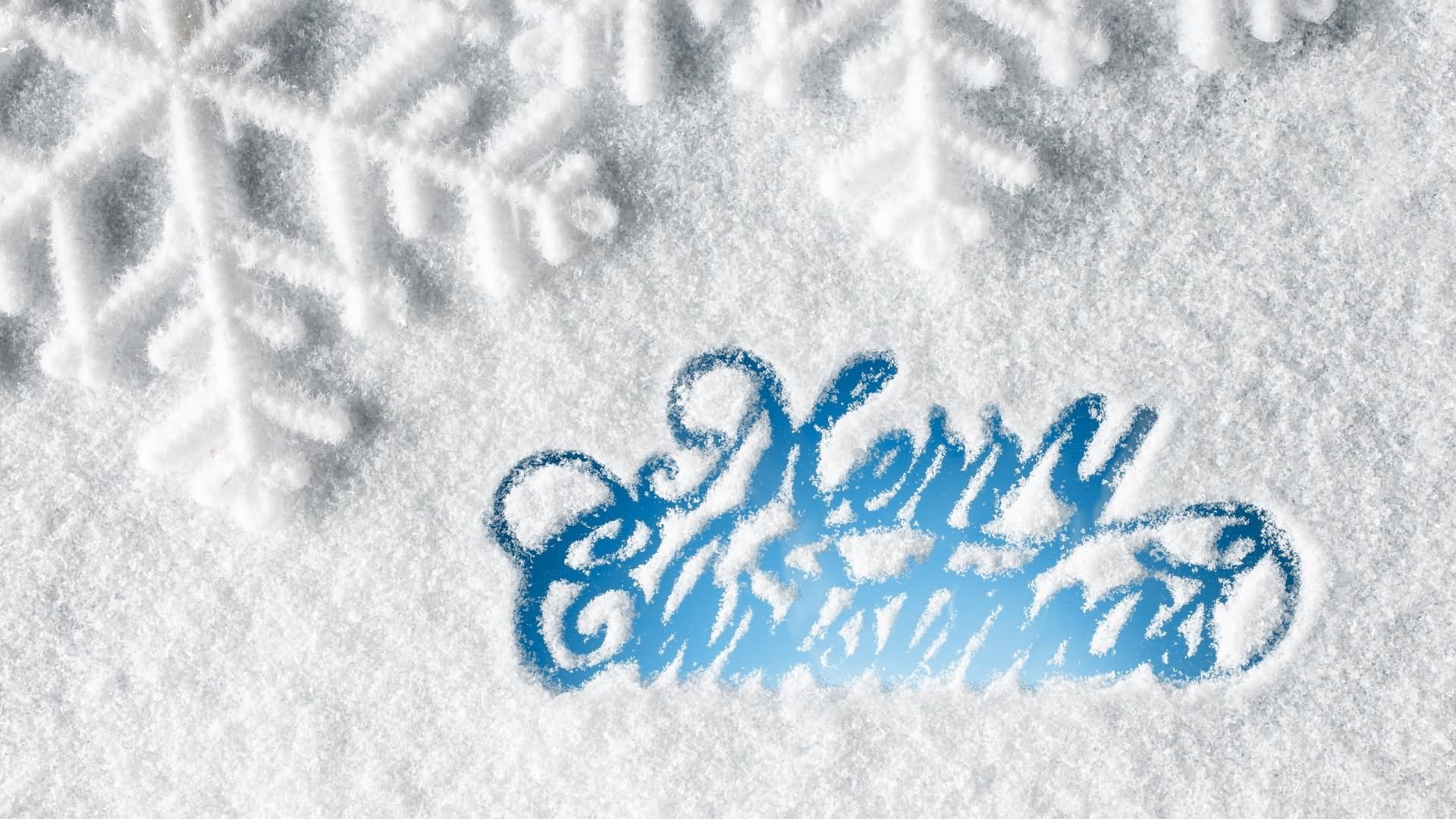 Merry Christmas Written In Snow