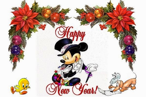 Mickey Mouse And Tweety Wishes You Happy New Year Clipart