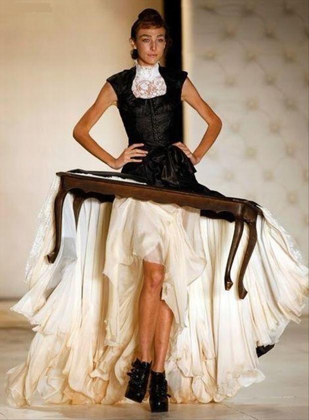 Model In Funny Table Dress