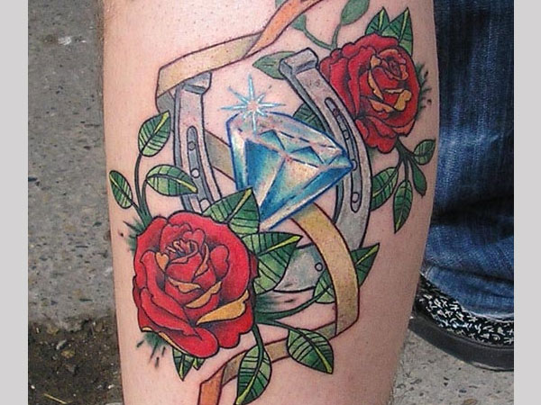 Read Complete New School Rose Flowers And Horseshoe Tattoo
