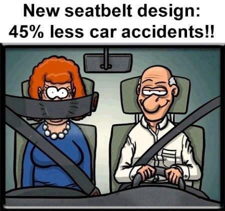 New Seat Belt Design Funny Technology Cartoon Image