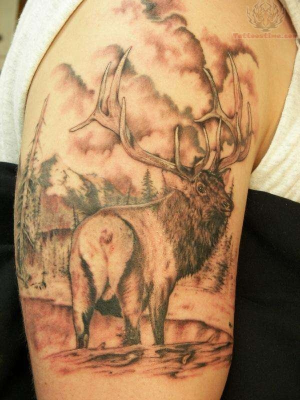 Nice Grey Wildlife Tattoo Idea For Men