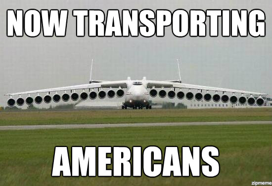Now Transporting Americans Funny Plane Meme