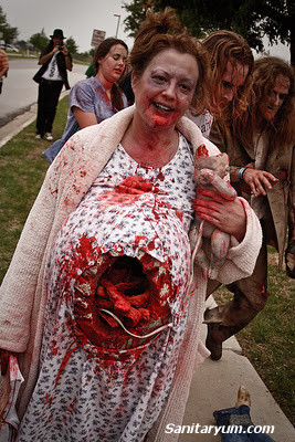 Old Lady In Pregnant Zombie Costume