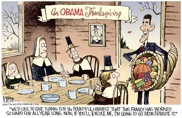 On Obama Thanksgiving Funny Cartoon Picture