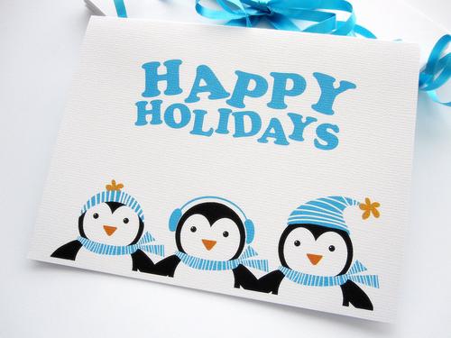 Penguins Happy Holidays Greeting Card