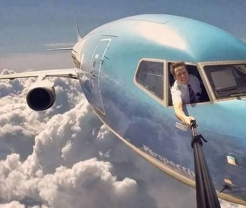 Pilot Taking Selfie In Flying Plane Funny Image