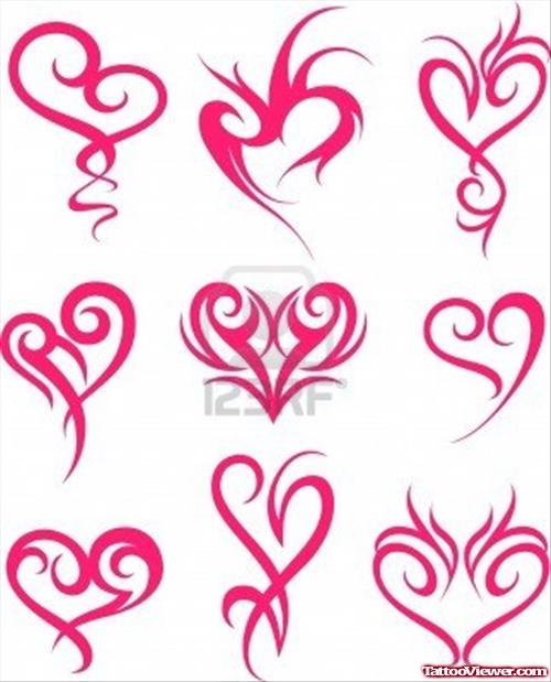 Pink Tribal Heart Tattoo Designs