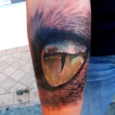 Realistic Eye Wildlife Tattoo