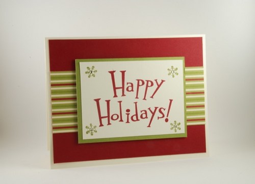 Red And Green Handmade Happy Holidays Greeting Card