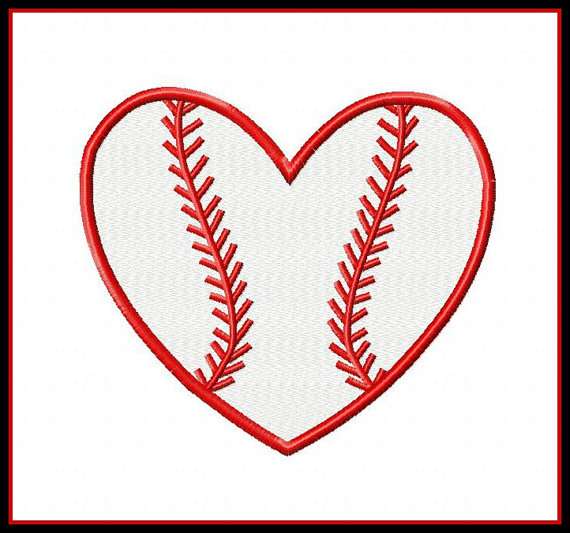 Red Baseball In Heart Shape Tattoo Design