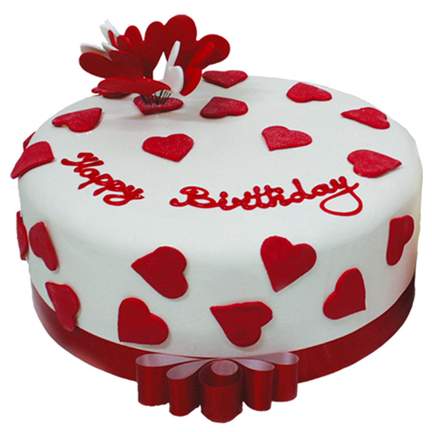 Red Hearts Birthday Cake Picture