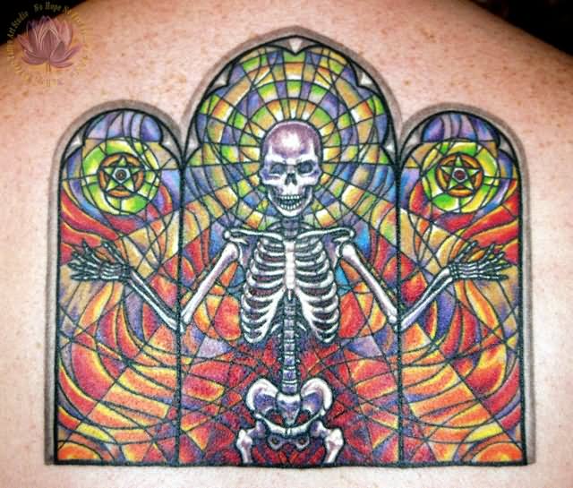 Skeleton Stained Glass Tattoo