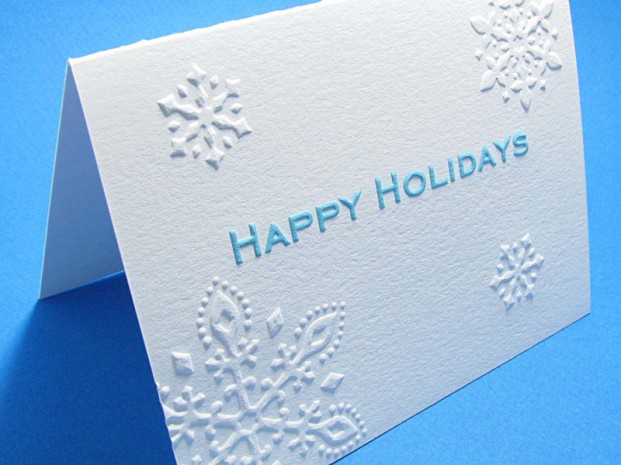 Snowflakes Embossed Happy Holidays Greeting Card