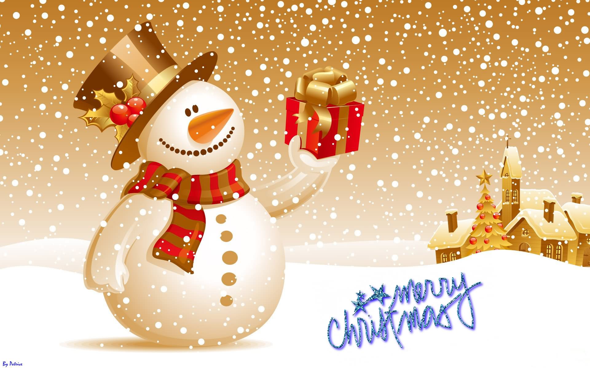 Snowman Wishes You Merry Christmas And Surprise Gift You