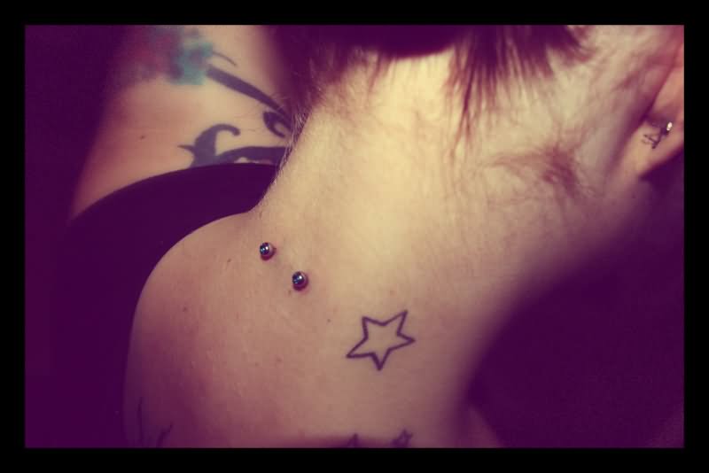 Star Tattoo And Neck Piercing by Purachinaa