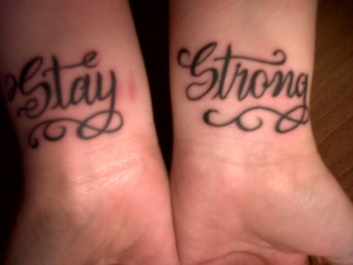 Stay Stron Tattoo On Wrists by Demi Lovato
