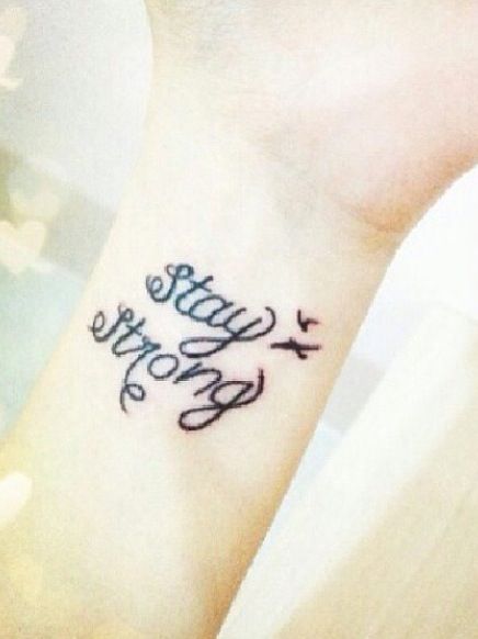 Stay Strong Tattoo With Birds on Wrist