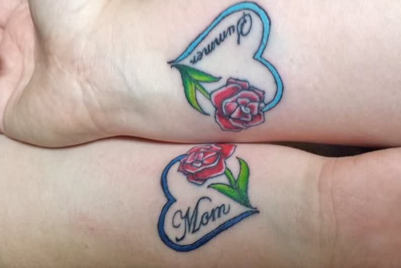 Very Cute Mother Daughter Tattoo On Wrists