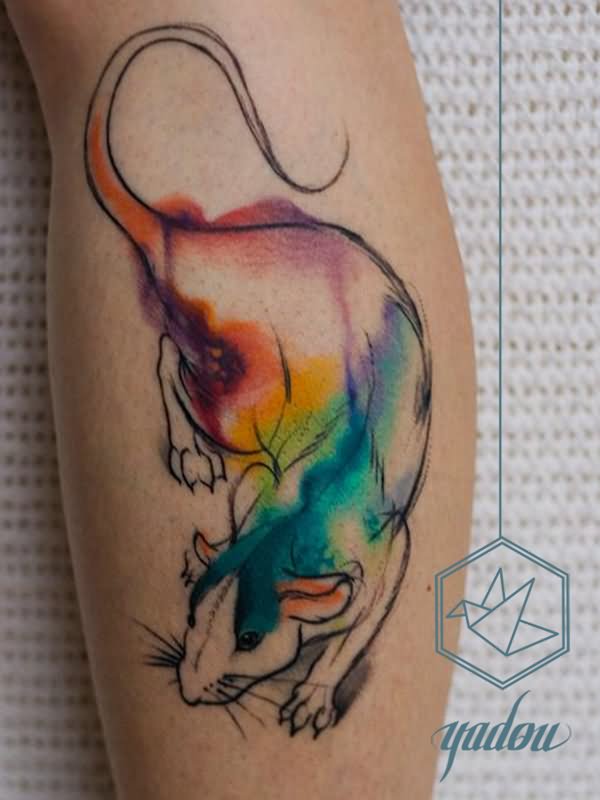 Watercolor Rat Tattoo On Forearm By Yadou