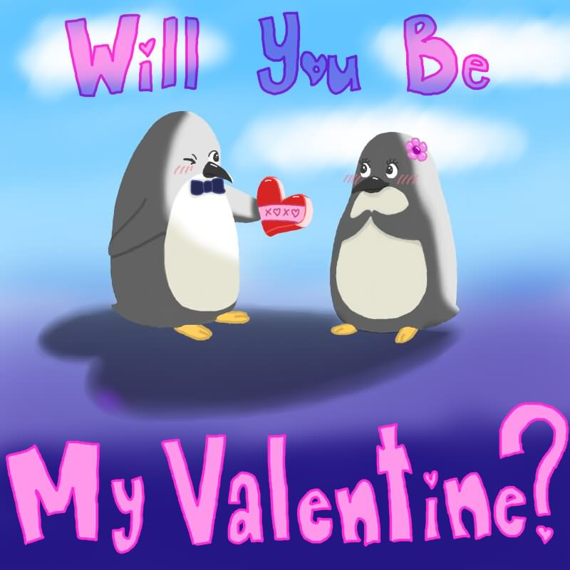 Will You Be My Valentine Penguin Couple Picture