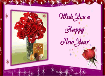 Wish You A Happy New Year Glitter Greeting Ecard