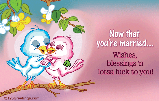 Wishes Blessings And Lotsa Luck To You Love Birds Animated Picture