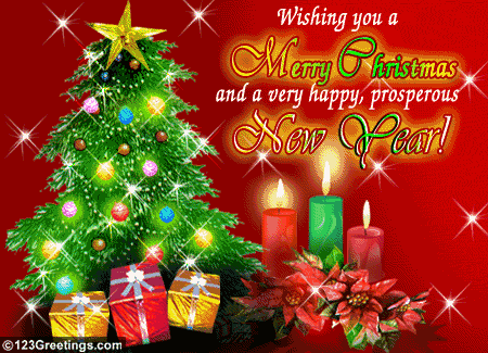 Wishing You A Merry Christmas And A Very Happy, Prosperous New Year Twinkling Glitter