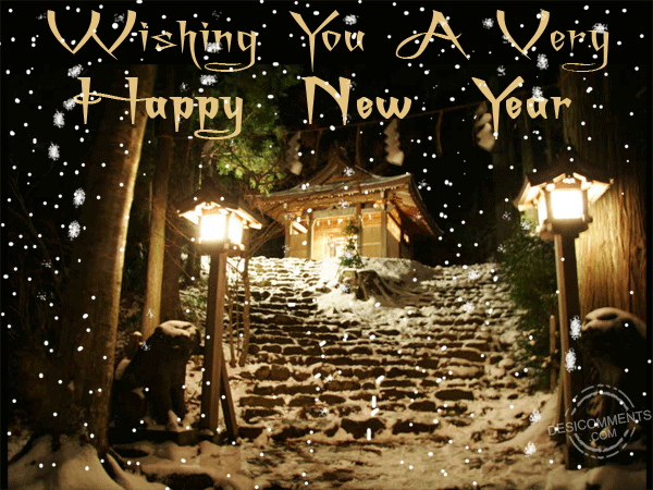 Wishing You A Very Happy New Year Snowfall Animated Picture