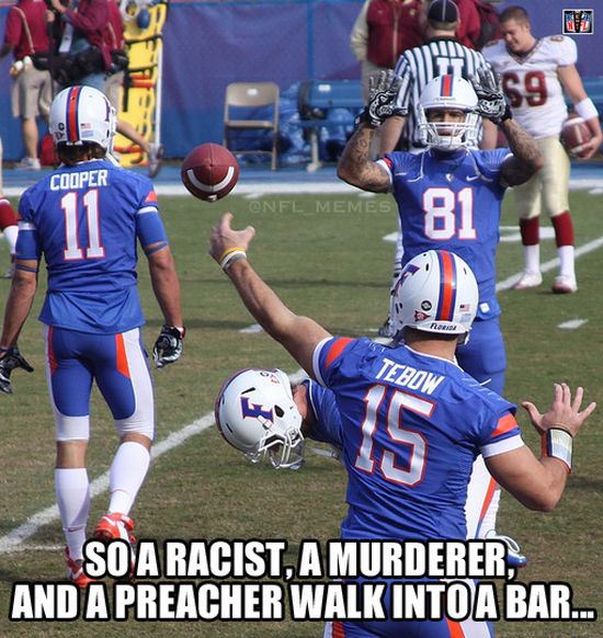 A Murderer And A Preacher Walk Into A Bar Funny Sport Meme