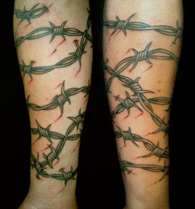 Barbed Wire Scratches Tattoos On Arm