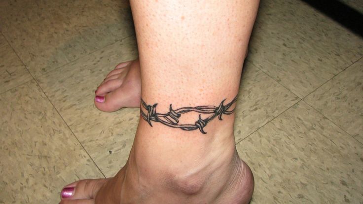 Barbed Wire Tattoo On Girl Left Ankle