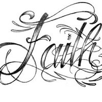 Black And Grey Faith Tattoo Design