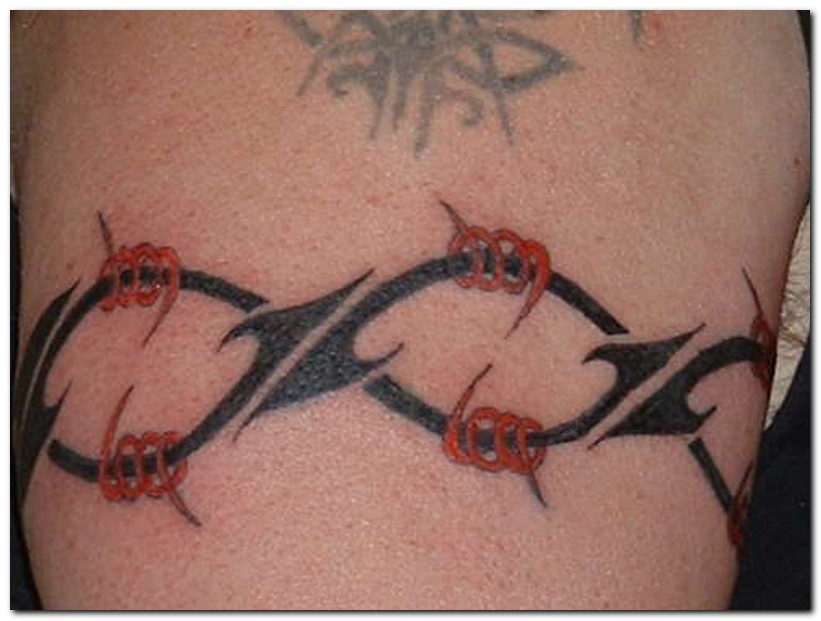 Black And Red Tribal Armband Tattoo Design
