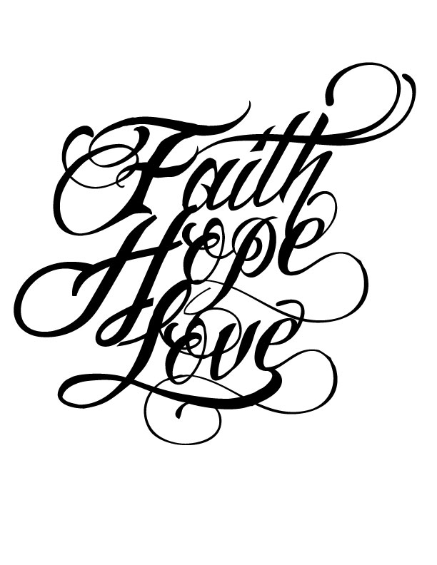 Black Faith Hope Love Tattoo Stencil