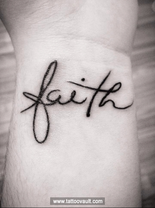 Black Faith Tattoo On Wrist