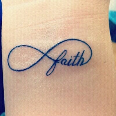 Blue Infinity Faith Tattoo Design