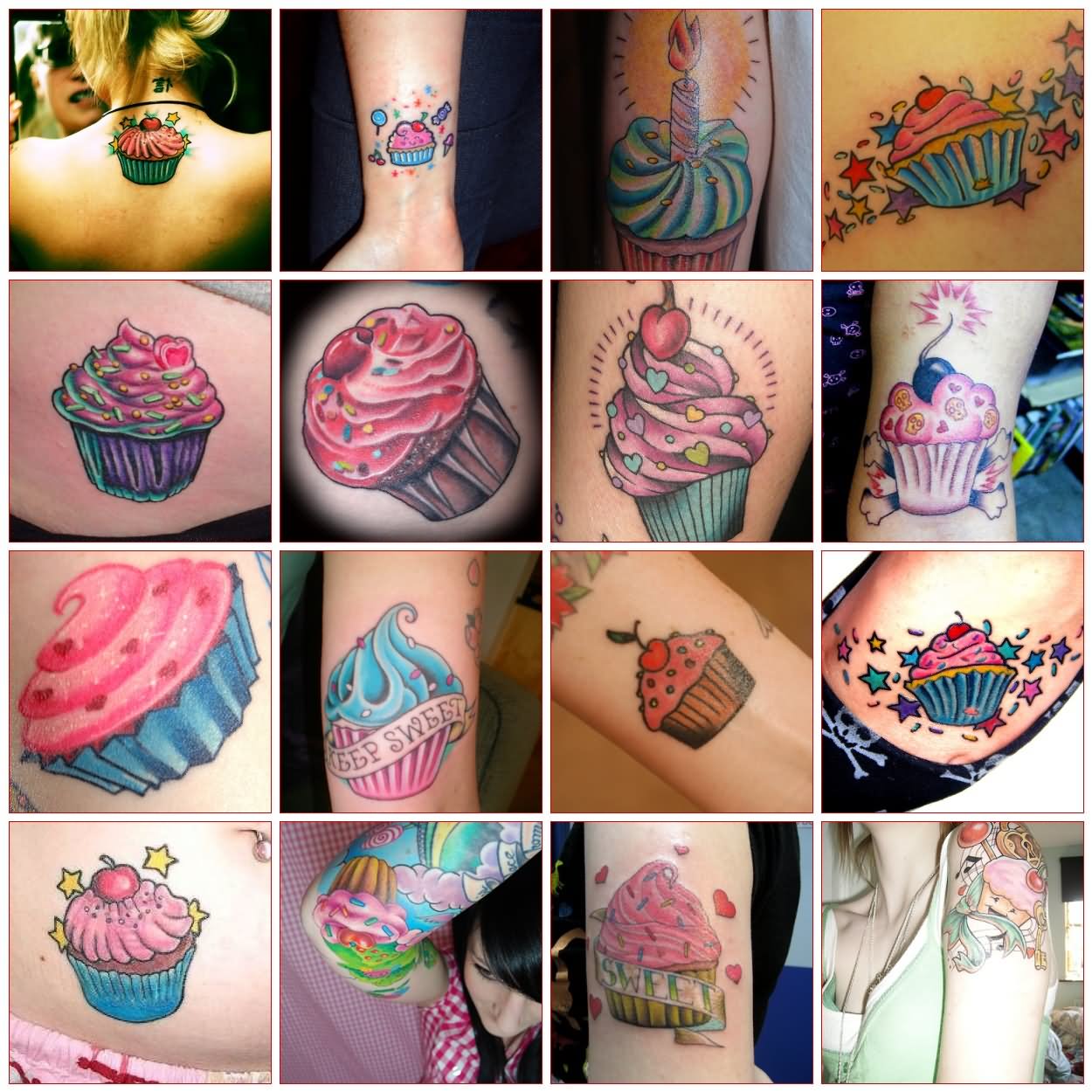 Colorful Cupcake Tattoo Flash