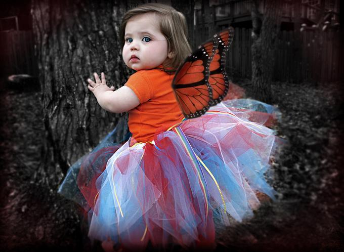Cute Baby Girl In Butterfly Costume