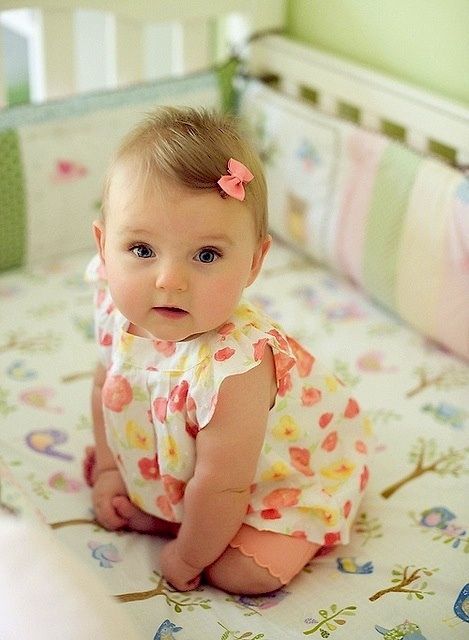 Cute Baby Girl With Pink Bow