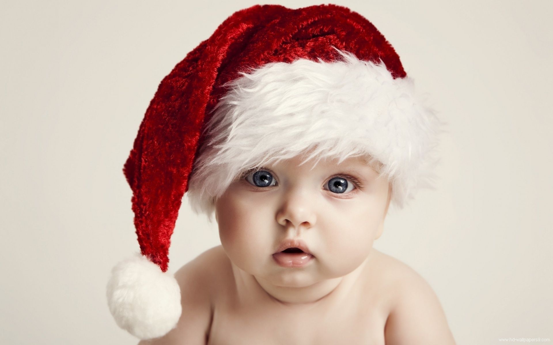 Cute Baby With Santa Claus Cap