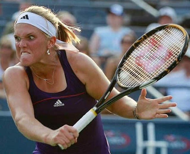 Female Tennis Player Angry Face Funny Sport