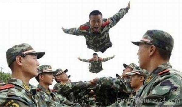 Funny Army Flying Training