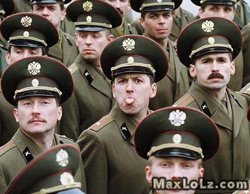 Funny Army In The Parade Showing Tongue