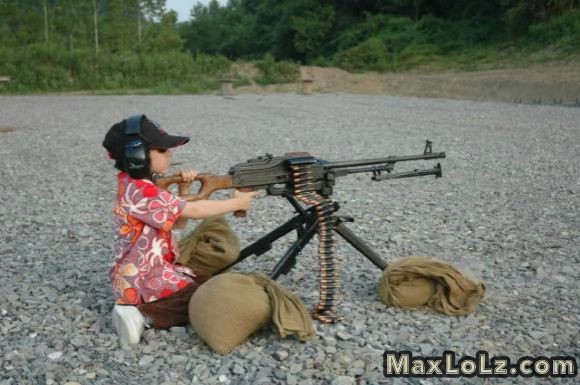 Funny Army Kid Shooting Gun