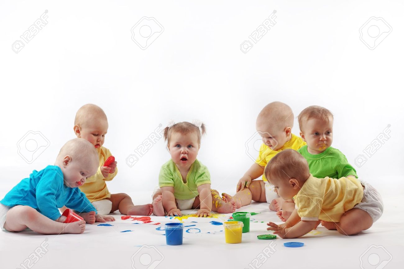 Group Of Babies Painting