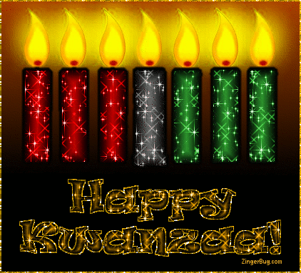 Happy Kwanzaa Glitter Candles Animated Picture